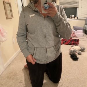 Grey Pink Zip Up Sweatshirt
